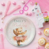 リトルクマのバレリーナ水の色ピンク誕生日 ペーパープレート (パーティー)