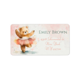 リトルクマのバレリーナ水の色ピンク誕生日 ラベル