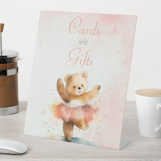 リトルクマのバレリーナ水の色ピンク誕生日 台座サイン (インサイチュ)