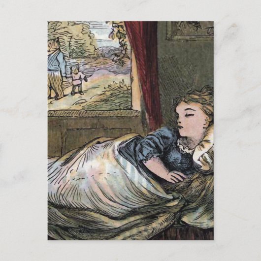 リトルクマのベッドで眠っているゴルディロックス ポストカード (正面)