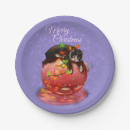 リトルクリスマスキャットライトガーランドウィンター魔法 ペーパープレート