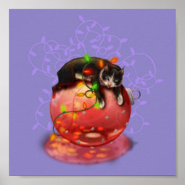 リトルクリスマスキャットライトガーランドウィンター魔法 ポスター