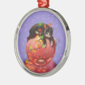 リトルクリスマスキャットライトガーランドウィンター魔法 メタルオーナメント (左)