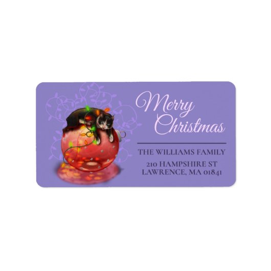 リトルクリスマスキャットライトガーランドウィンター魔法 ラベル (正面)