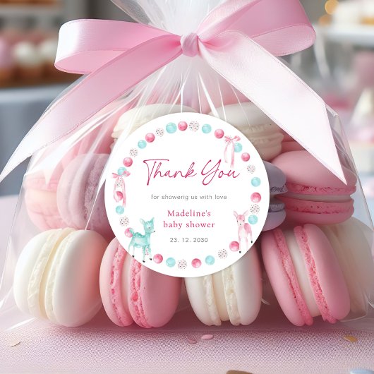 リトルクリスマスベビーガールシャワーありがとう ラウンドシール