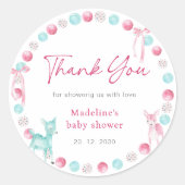 リトルクリスマスベビーガールシャワーありがとう ラウンドシール (正面)