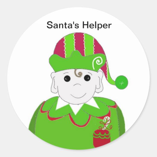 リトルクリスマス小妖精や小人 ラウンドシール (正面)