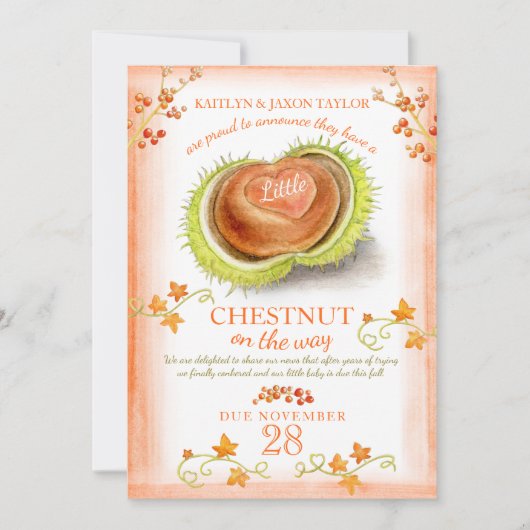 リトルクリハート水色妊娠 案内状 (正面)