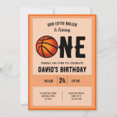 リトルクールバモダンーラーバスケットボール1st誕生日 招待状 (正面)