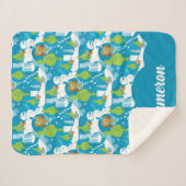 リトルグインチ |グラニメリーマスティール（緑がかった色）パターン シェルパブランケット (正面(横))