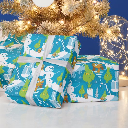 リトルグインチ |グラニメリーマスティール（緑がかった色）パターン ラッピングペーパー (クリスマス)