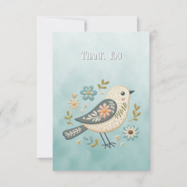 リトルグリーンバードフローラサンキューカード サンキューカード