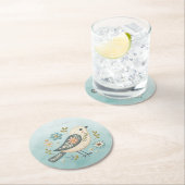 リトルグリーンバードフローラ紙コースター ラウンドペーパーコースター (インサイチュ)