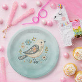 リトルグリーンバードフローラ紙プレート ペーパープレート (パーティー)
