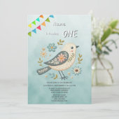 リトルグリーンバードフローラ誕生日パーティーへの招待 招待状 (スタンド正面)