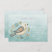 リトルグリーンバードフローラ赤ちゃんシャワー エンクロージャーカード (正面/裏面)