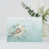 リトルグリーンバードフローラ赤ちゃんシャワー エンクロージャーカード (スタンド正面)