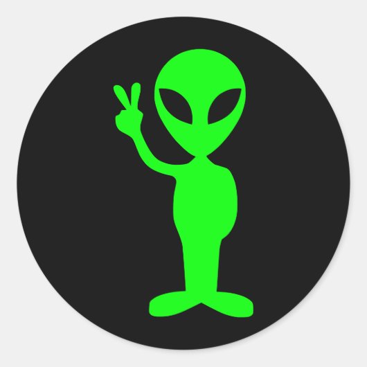 リトルグリーンマンオンブラック ラウンドシール (正面)