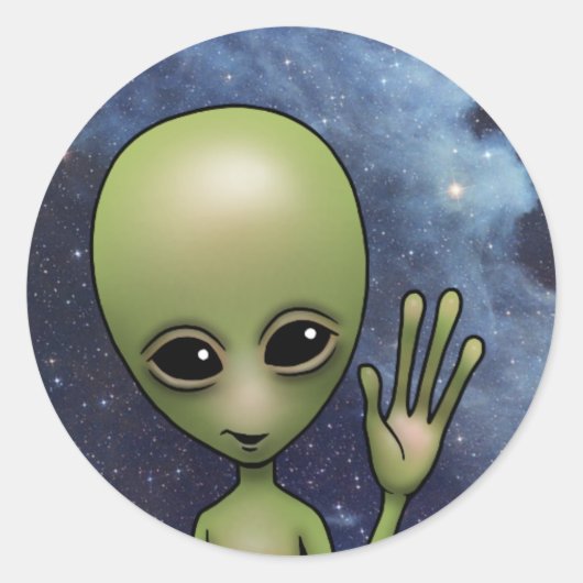 リトルグリーンマン宇宙エイリアンサイフィスターズ銀河系 ラウンドシール (正面)