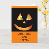 リトルグリーンメンズパンプキンハロウィーン カード (黄色い花)