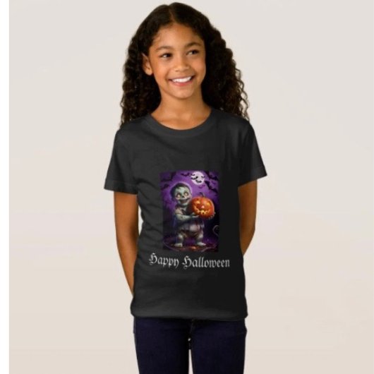 リトルグリーンモンスターとカボチャの友達 Tシャツ