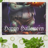 リトルグリーンモンスターカボチャの友人 キッチンタオル (折り畳み)