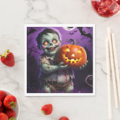 リトルグリーンモンスターカボチャの友人 スタンダードランチョンナプキン (インサイチュ)