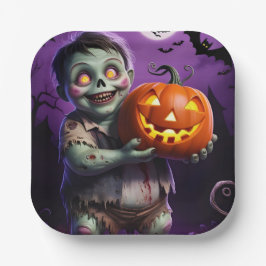 リトルグリーンモンスターカボチャの友人 ペーパープレート