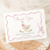 リトルグースピンクボウベビーガールシャワー サンキューカード