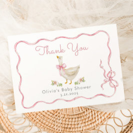 リトルグースピンクボウベビーガールシャワー サンキューカード