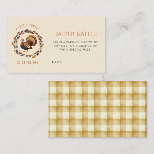 リトルコおむつラッフル秋ベビーシャワー エンクロージャーカード (正面/裏面)