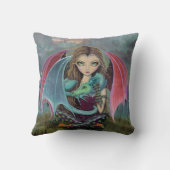 リトルゴシックの妖精とドラゴンのファンタジーアート枕 クッション (裏面)