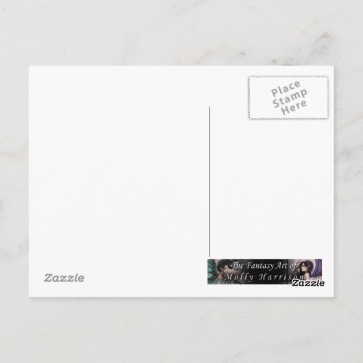 リトルゴシックの妖精とドラゴンのファンタジーアート ポストカード (裏面)