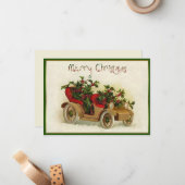 リトルゴールドヴィンテージカークリスマス ノートカード (正面/裏面インサイチュ)