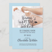 リトルサイドキックベビーバンプブルーボーイシャワーバイメール 招待状 (正面/裏面)