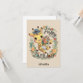 リトルサファリキリン誕生日 カード (正面/裏面インサイチュ)