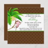 リトルサファリモンキーベビーシャワー招待状 招待状 (正面/裏面)