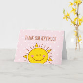 リトルサンシャインガール バースデー ピンク サンクス カード (黄色い花)