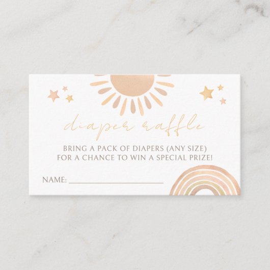 リトルサンシャインサンベビーシャワーおむつラッフル エンクロージャーカード (正面)