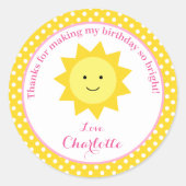 リトルサンシャインピンクイエローバースデーパーティーのお気に入り ラウンドシール (正面)