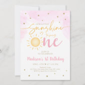 リトルサンシャインピンクゴールド1歳誕生日 招待状 (正面)