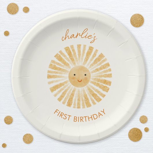 リトルサンシャインファースト誕生日 パーソナライズされた ペーパープレート