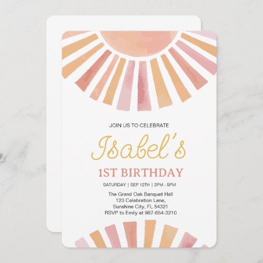 リトルサンシャインファースト誕生 招待状 (正面/裏面)