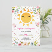 リトルサンシャインフローラかわいいガールファースト誕生日 招待状 (スタンド正面)