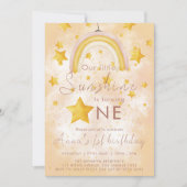 リトルサンシャインボホレインボーゴールドスター誕生日 招待状 (正面)