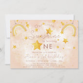 リトルサンシャインボホレインボーゴールドスター誕生日 招待状 (正面)