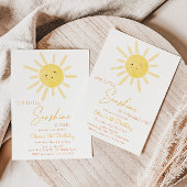 リトルサンシャインミニマリスト1歳の誕生日 招待状