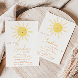 リトルサンシャインミニマリスト1歳の誕生日 招待状