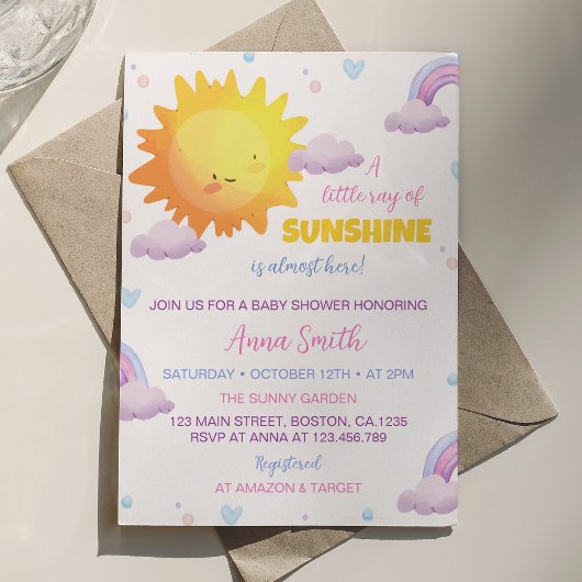 リトルサンシャインレインボーベビーシャワー招待状 招待状