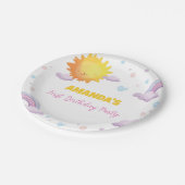 リトルサンシャインレインボー誕生日紙プレート ペーパープレート (アングル)